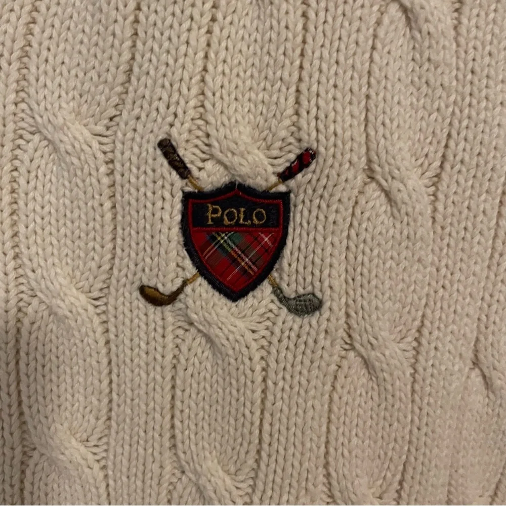 VINTAGE POLO GOLF men’s large white sweater vest - Picture 4 of 8